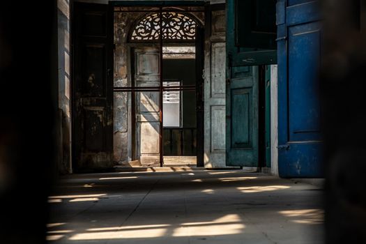 Bangkok, Thailand - Feb 2, 2020 : Within The old customs house Or Old bang rak fire station. One of more than 120 years old architecture, another tourist attraction in Thailand That people like to take pictures. Old buildings.