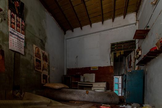 Bangkok, Thailand - Jan 19, 2020 : Abandoned house interior to deteriorate over time, Abandoned house, Destroyed house, Ruined house.