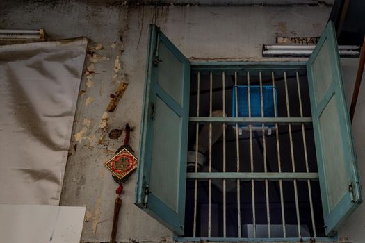 Bangkok, Thailand - Jan 19, 2020 : Old Wood window on Old chinese house.