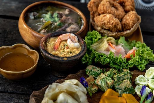 Set manu for dining with family, friends or lovers, Thai Traditional Food, Selective focus.
