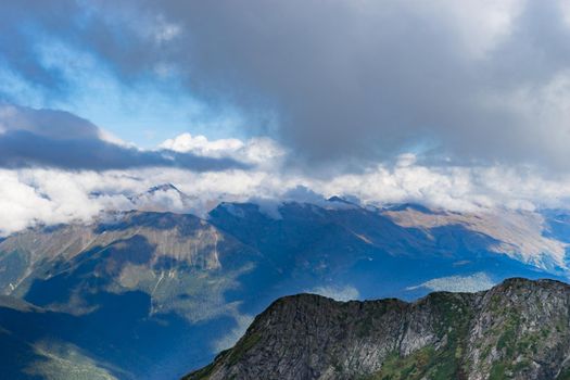 Sochi, Russia. mountain landscape with rocky slopes on Krasnaya Polyana.