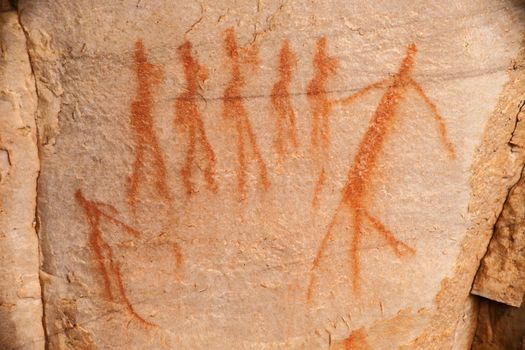 Eroded San rock art in the Cederberg Mountains in the Western Cape. South Africa