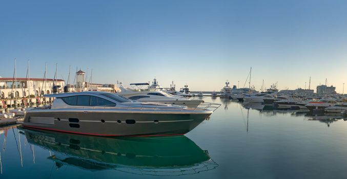Sochi, Russia. beautiful yachts in the sea port of the resort