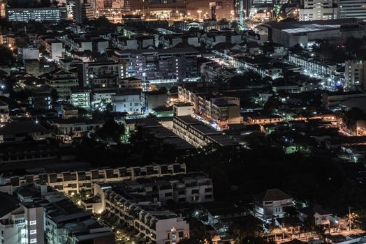 Bangkok, thailand - Oct 18, 2019 : Bangkok cityscape. Bangkok downtown at night view in the business district, Beautiful twilight give the city a modern style.