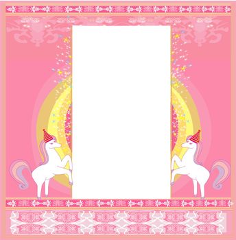 Fairytale frame with unicorns - birthday card