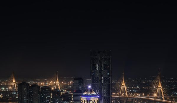 Bangkok, thailand - Nov 23, 2019 : Bangkok cityscape. Bangkok downtown at night view in the business district, Beautiful twilight give the city a modern style.