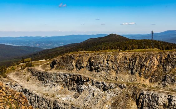 Mountains of Quartz mine Stanislaw at sunny day