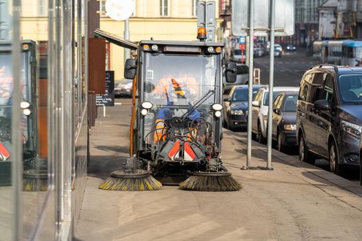 machine cleaning of city streets.