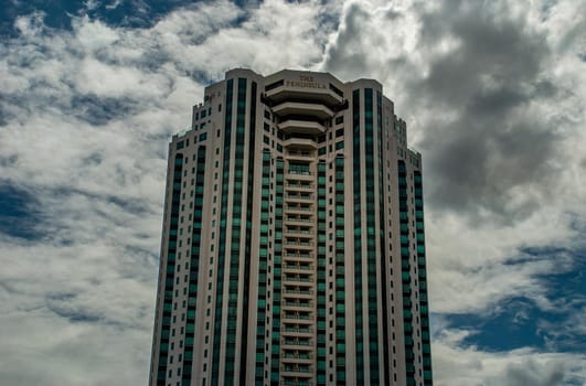 Bangkok, Thailand - 21 Jul 2019 : Afternoon view of Bangkok with skyscrapers in the city There is a backdrop of beautiful sky and clouds.