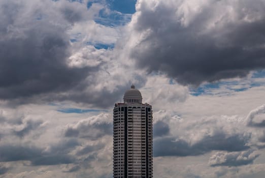 Bangkok, Thailand - 21 Jul 2019 : Afternoon view of Bangkok with skyscrapers in the city There is a backdrop of beautiful sky and clouds.
