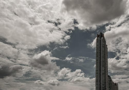 Bangkok, Thailand - 21 Jul 2019 : Afternoon view of Bangkok with skyscrapers in the city There is a backdrop of beautiful sky and clouds.