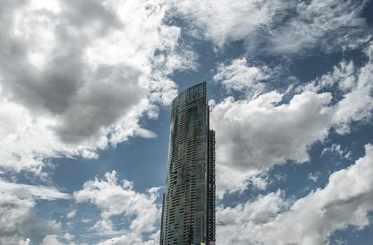 Bangkok, Thailand - 21 Jul 2019 : Afternoon view of Bangkok with skyscrapers in the city There is a backdrop of beautiful sky and clouds.