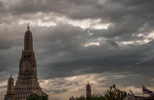 Bangkok, thailand 21 Jul, 2019 : Wat Arun Ratchawararam Ratchawaramahawihan, the temple of Dawn bangkok is a temple on the Thonburi west bank of the Chao Phraya River Wat Arun is among the best known of Thailand's landmark, Close-up