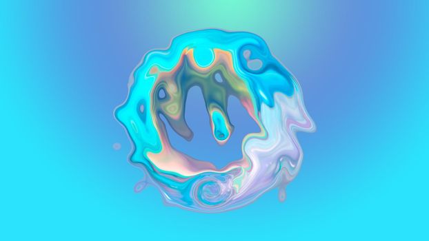 Abstract blue gradient background with a fancy figure. 3d image, 3d rendering