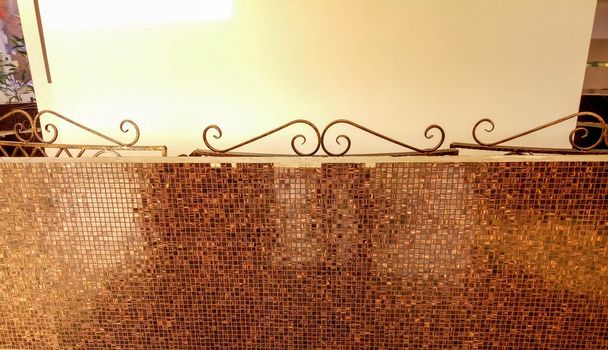 Forged fence elements in a modern building.