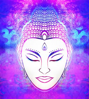 decorative buddha portrait - abstract illustration