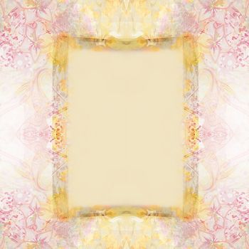 Vintage Grunge Frame For Congratulation With Flowers