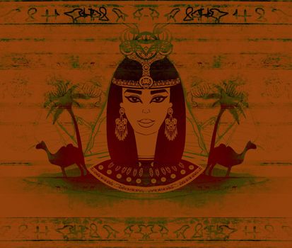 old paper with Egyptian queen - artistic grunge background