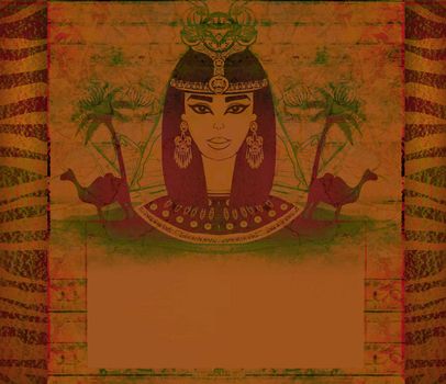old paper with Egyptian queen - artistic frame