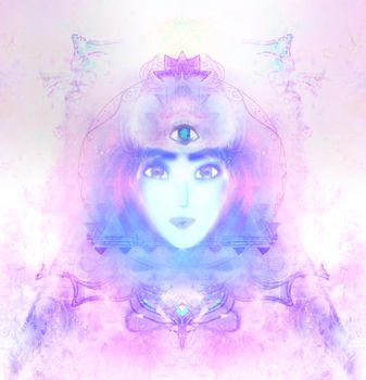 Woman with third eye, psychic supernatural senses