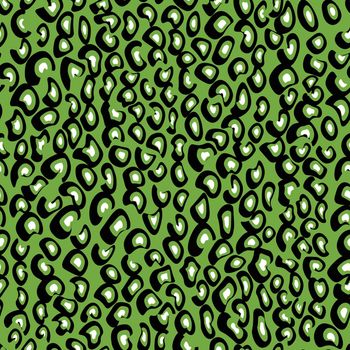 Abstract modern leopard seamless pattern. Animals trendy background. Green and black decorative vector stock illustration for print, card, postcard, fabric, textile. Modern ornament of stylized skin.