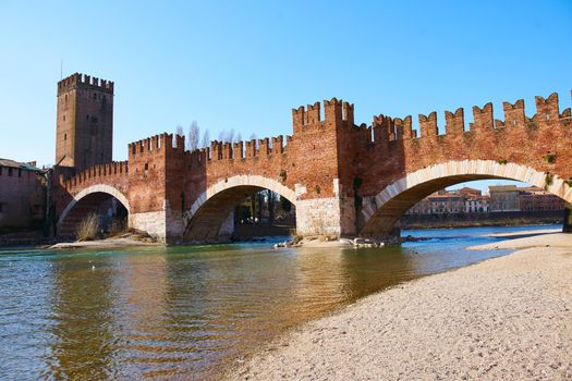 Historical Bridge Ponte Di Castelvecchio, Verona, Italy