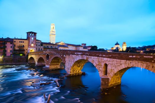 long exposure picture of Ponte Pietra, Verona