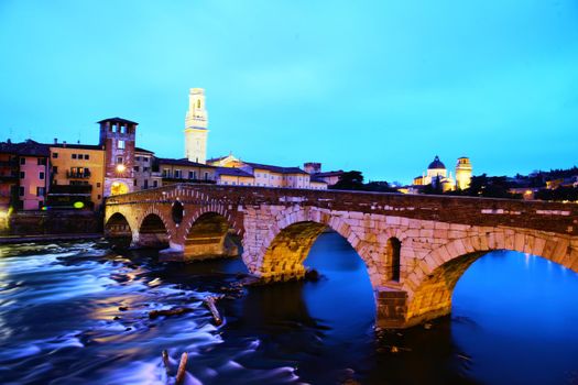long exposure picture of Ponte Pietra, Verona