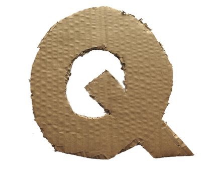 Cardboard texture Letter Q. Paperboard alphabet