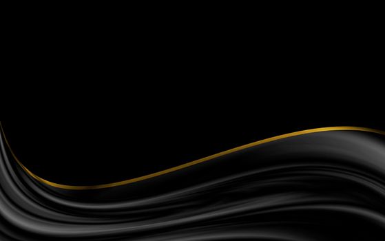 Banner design of fabric curve on black background with copy space