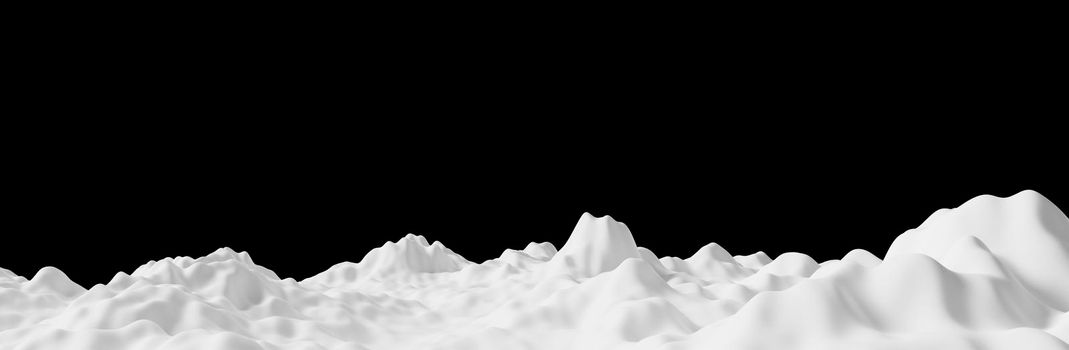 Snowdrift on black background 3D render