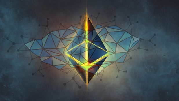 Ethereum symbol 3D on concrete background