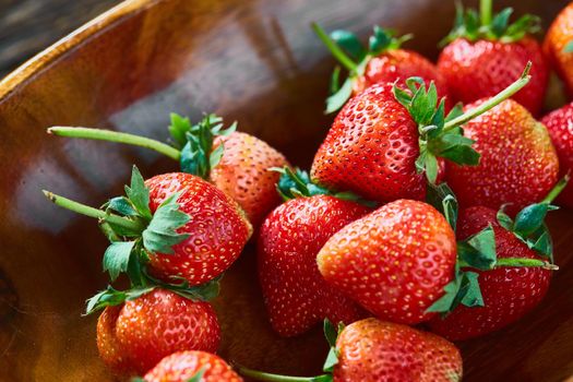 Strawberries on wood. Close up