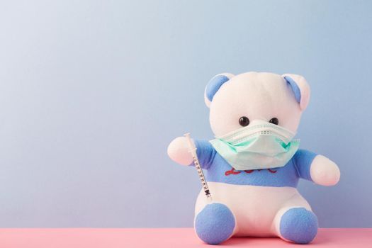 Virus masked bear toy with healthy protection  concept