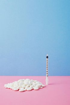 Syringe with drug health and medicine concept