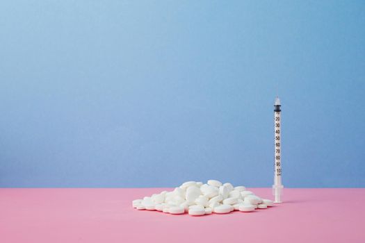 Syringe with drug health and medicine concept