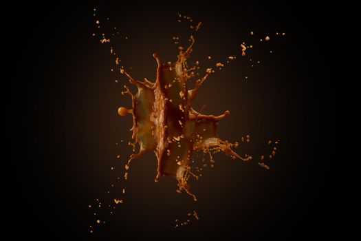 Coffee flying  splashing  on dark background with clpping path