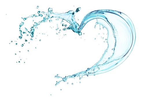Pure water splash is heart shape isolated on white with clipping path