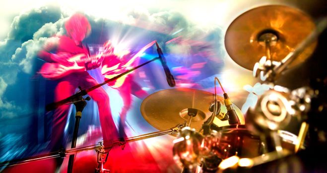 Live music background.Concert and music festival.Instrument on stage and band