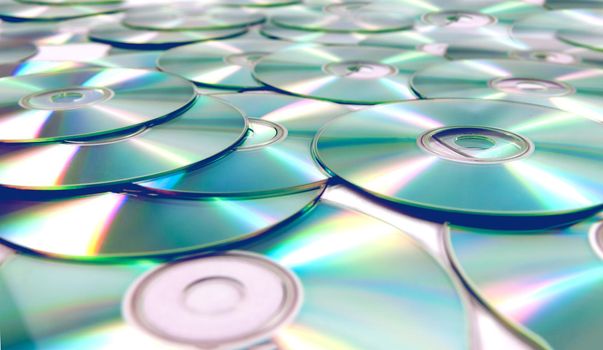 Stack of CD and DVD background.