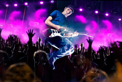 Live music background.Concert and music festival.Instrument on stage and band