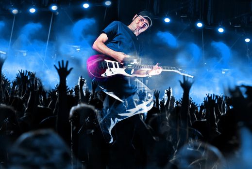 Live music background.Concert and music festival.Instrument on stage and band