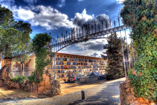 Cemetery gate and graveyards.Religion and christianism 