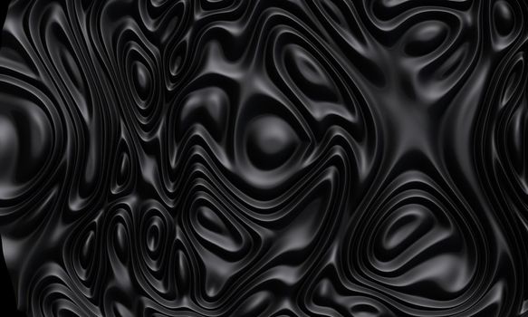 3d illustration of  black  waves textured surface background