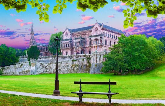 Scenic historic architecture.Cantabria  tourism landmark.Comillas palace. Spain travel and adventures