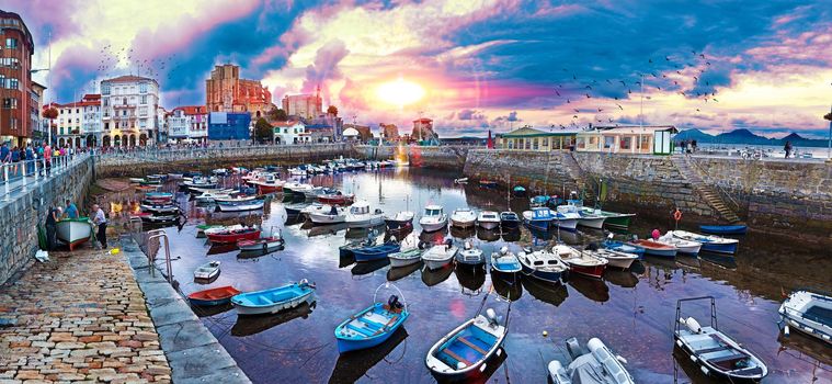 fishing village and Boat dock. Scenic seascape.tourism in Spain