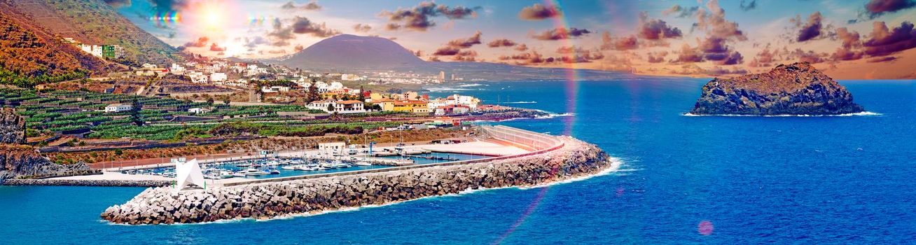 Nature scenic seascape in Canary Island.Travel adventures landscape in Garachico village