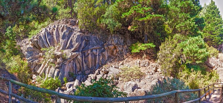 Tenerife landmarks.Stone rose in the mountain.rock formation produced by the volcano