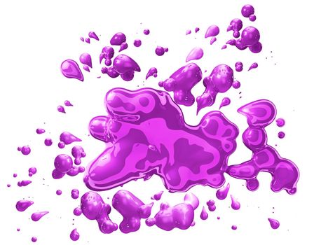 Abstract colorful liquid or ink isolated over white background.3d illustration