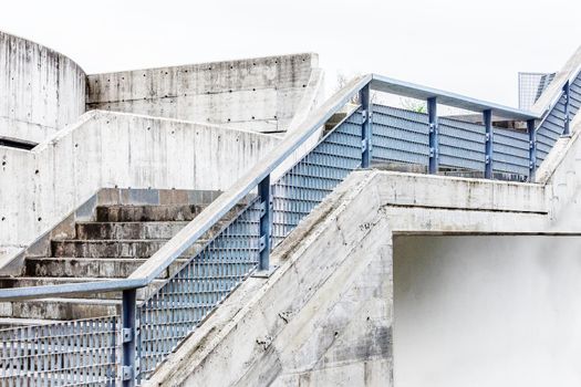 outdoor cement and  concrete stairs detail.Modern architecture of the city